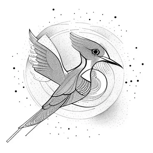 Nightingale In Flight With Space To Add Other Birds