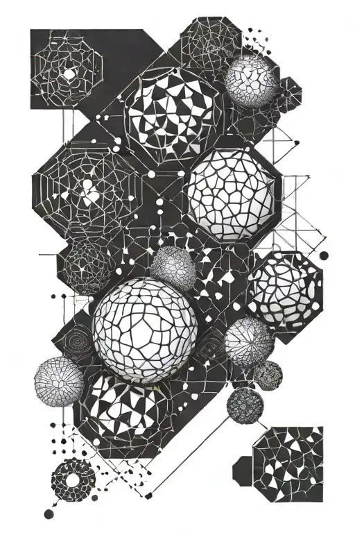 Fineline Patten With Dots And Spheres Joined By Line