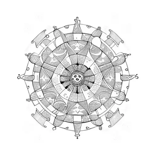 Anchor Wheel With Stars And Lace Mandala
