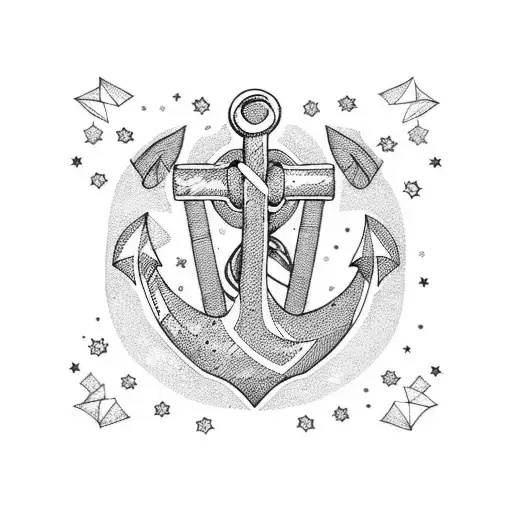 Anchor With Stars And Lace