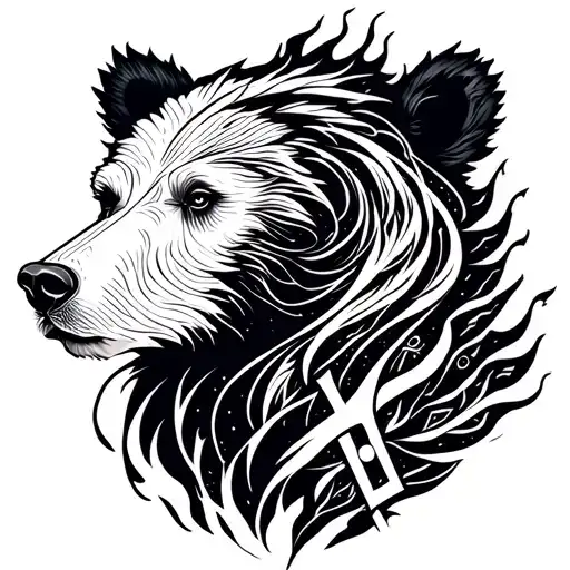 Bear Fire And Woman Wind And Rune