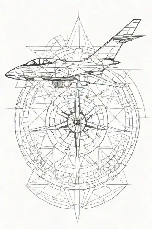 Golden Ratio Incorporating A Wave And A Compass Design And A Fighter Jet Silhouette
