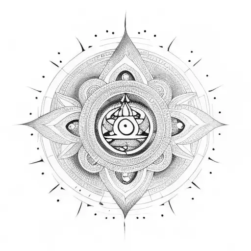 Hindu Symbol With Buddhism Symbol