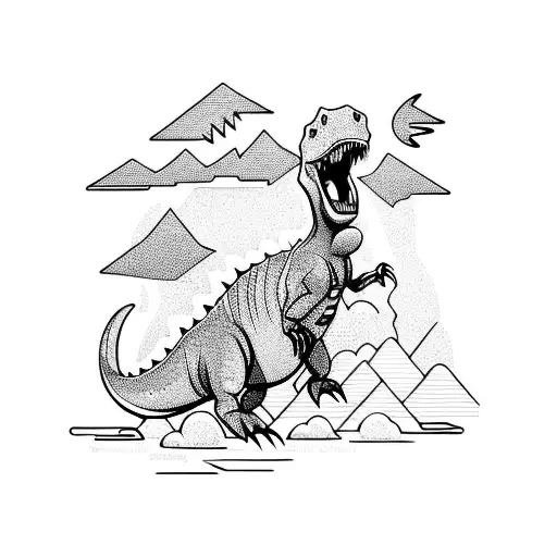 A Fearsome Dinosaur Emerging From A Stormy Ocean With Lightning Striking In The Background