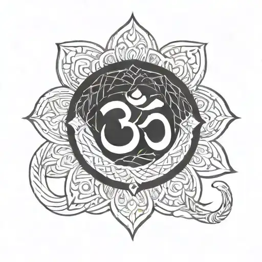Om Symbol With Initials C F M And L