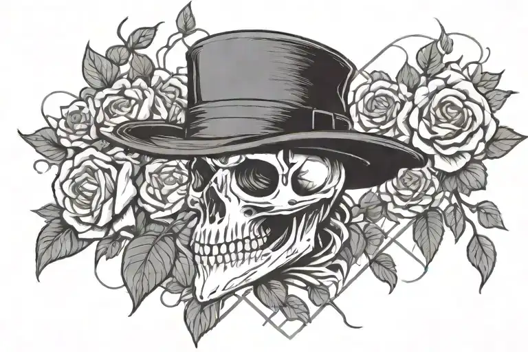 Skull Wearing Plague Doctor Mask With Roses Growing