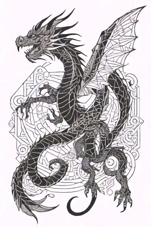 A Dragon Tattoo Full Body Flowy Lines