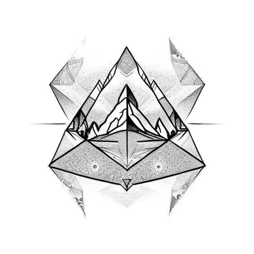 Diamond Shaped Tatoo Of An Astronaut Looking Over A Mountain