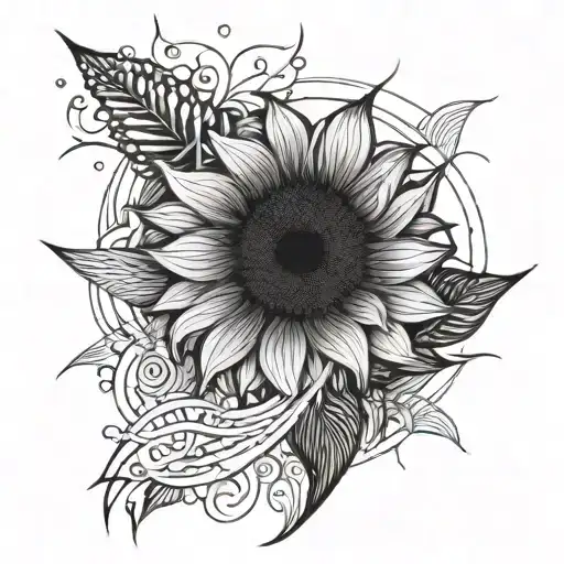 Sunset Of A Sunflower On The Sea Waves