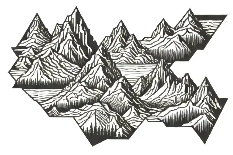 Landscape Mountain Range Five Peaks In A Row All A Part Of The Same Range