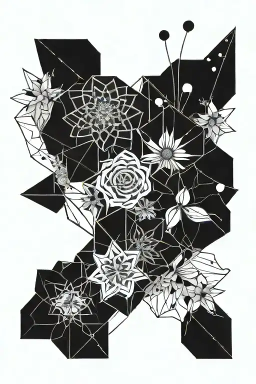 Flowers And Abstract Space Themed