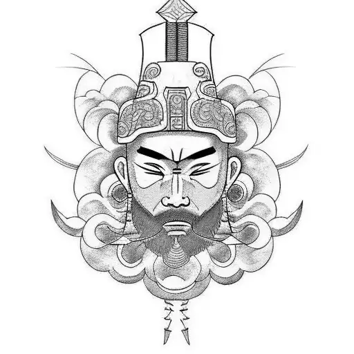 Design A Tattoo Featuring A Samurai Warrior Surrounded By Swirling Clouds