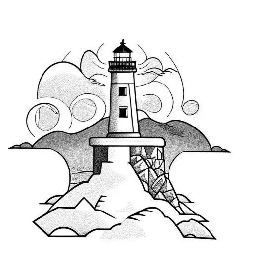 Lighthouse With Mountains On The Back