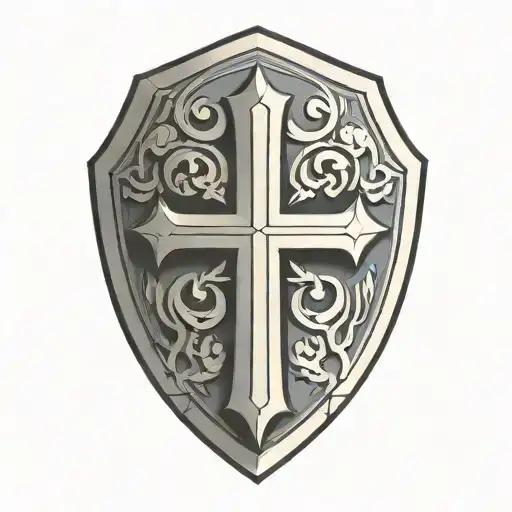 Cross Inside Shield Engraved