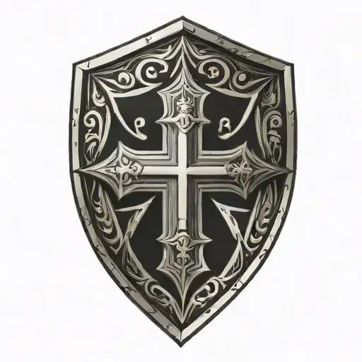 Cross Inside Shield Engraved