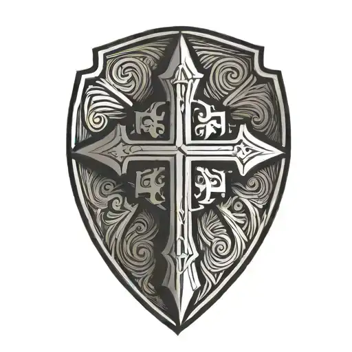 Cross Inside Shield Engraved
