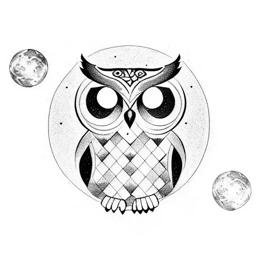 Owl With Eclipse Moon And Lots Of Math