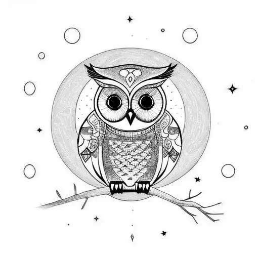 Owl With Eclipse Moon And Lots Of Math