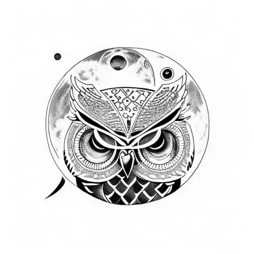 Owl With Eclipse Moon And Lots Of Math