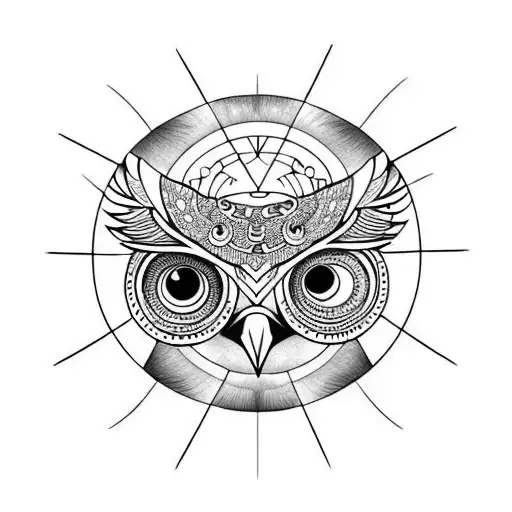 Owl With Eclipse Moon And Lots Of Math