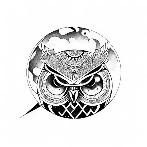 Owl With Eclipse Moon And Lots Of Math