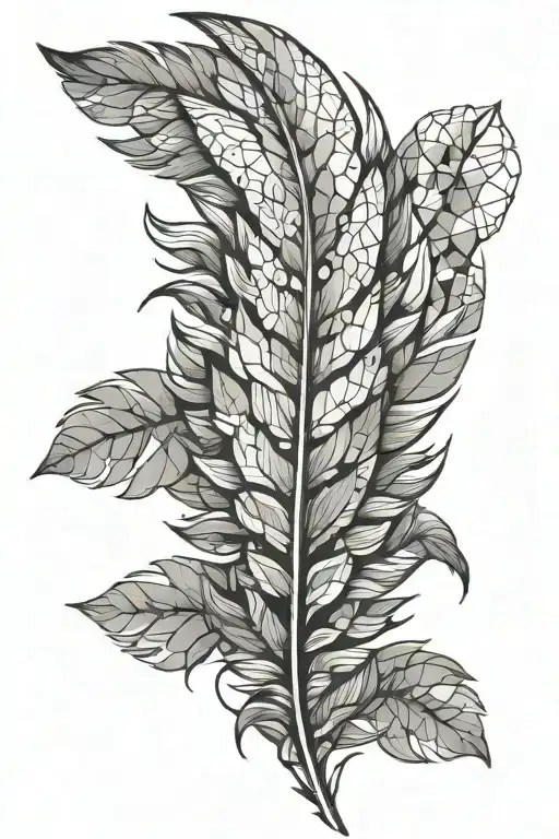 Feather Outline Filled With Geometric Honeycomb Patterns