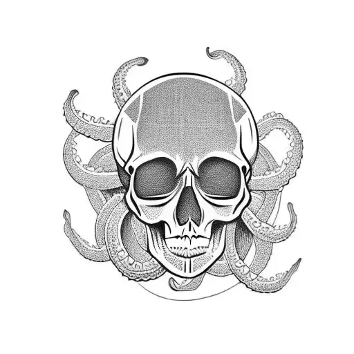 Skull With Tentacles Hanging Down