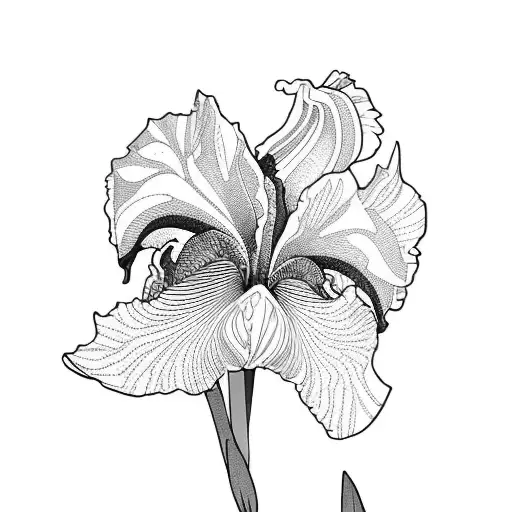 Abstract Iris Flower With Sun