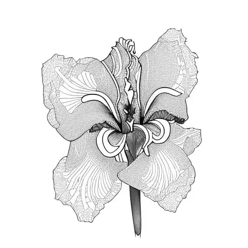 Abstract Iris Flower And Sun Rays