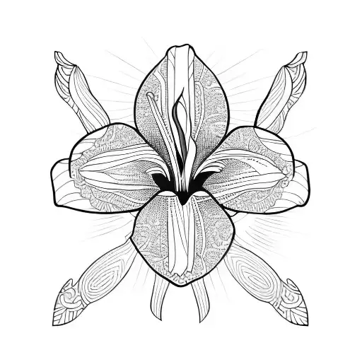 Abstract Iris Flower And Sun Rays