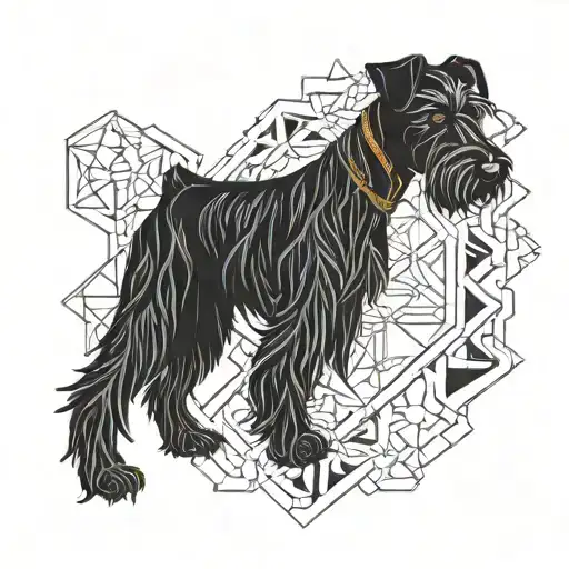 Black Schnauzer Cowgirl Portrait Surrounded