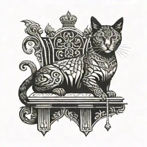 Cat On Throne With Crown
