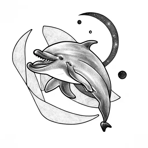 Dolphin With Moon