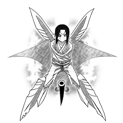 Itachi From Naruto Work One-sided Black Kunai And 3 Crows