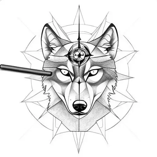Compass With Wolf