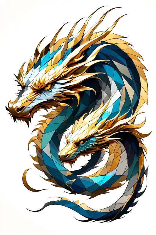 Twin Gold And Silver Dragons