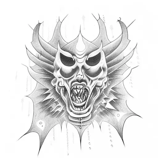 Sad Demon Under Rain Of Pain