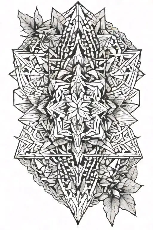 Feminine Detailed Geometric Tattoo Inspired By Nature And Intricate Armor