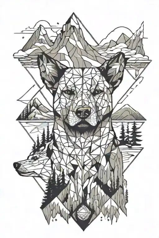 Dog Surrounded By Mountains Inside