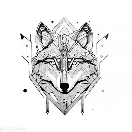 Two Wolf Heads Facing Opposite Direcitons