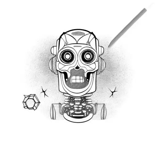 Robot With Skull Tattoo