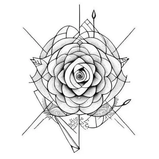 A Mathematical Formula Within An Arrow And Flowers