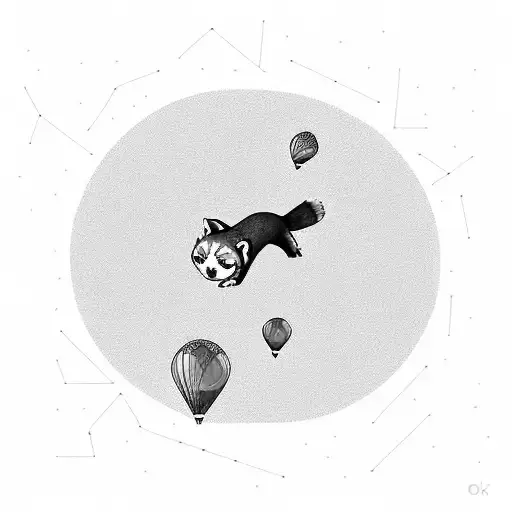 Red Panda Flying On A Paraplane