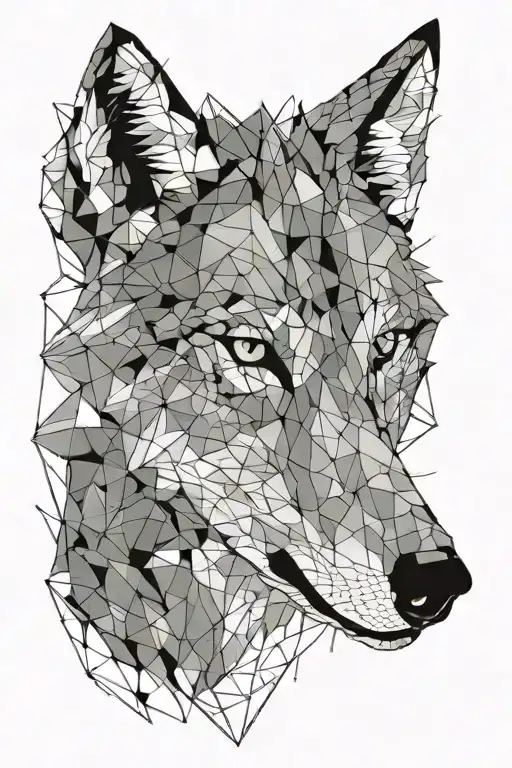 Wolf Face With Diamont Shaped Background
