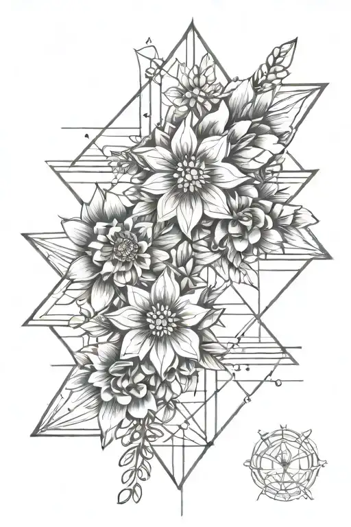 Fine Line Small Flowers Celestial Design Inspired