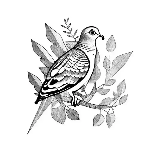 Turtle Dove With Pocket Knife And Olive Tree Branch