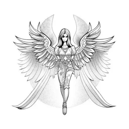 Angel With Phoenix In Hands