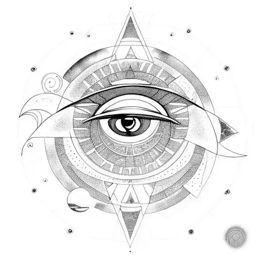 Eye Of Horus And Ra With Sun And Moon