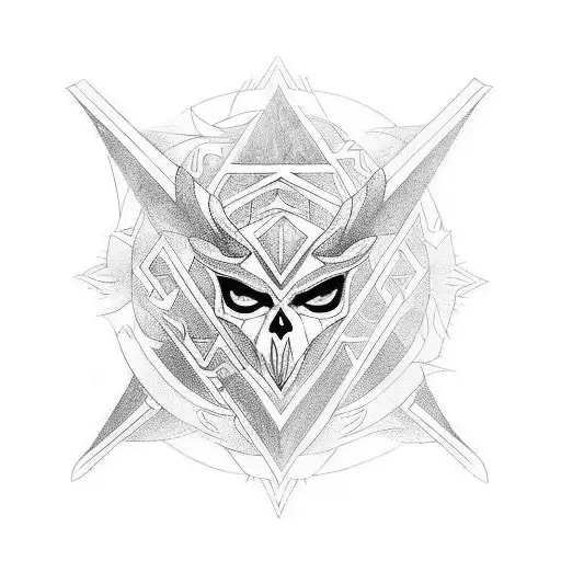 Veles Symbol Black Ink With Blue Outline