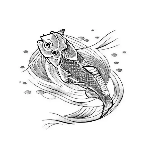 Koi Fish With Waves To Wrap Under Breast